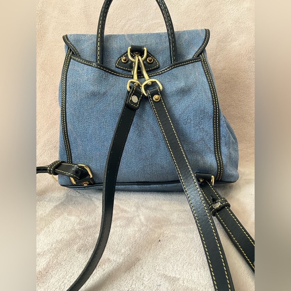 Dooney & Bourke Vintage Canyon Backpack in blue denim. 10.5”x 9.25”x 4” - Picture 2 of 16